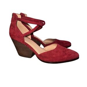 EILEEN FISHER Tilda Sandals Shoes Suede Red Womens Strappy Size 8.5